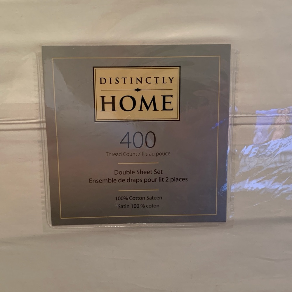 Distinctly Home - 400 Thread Count 100% Cotton Sateen Sheet Set (white, double)